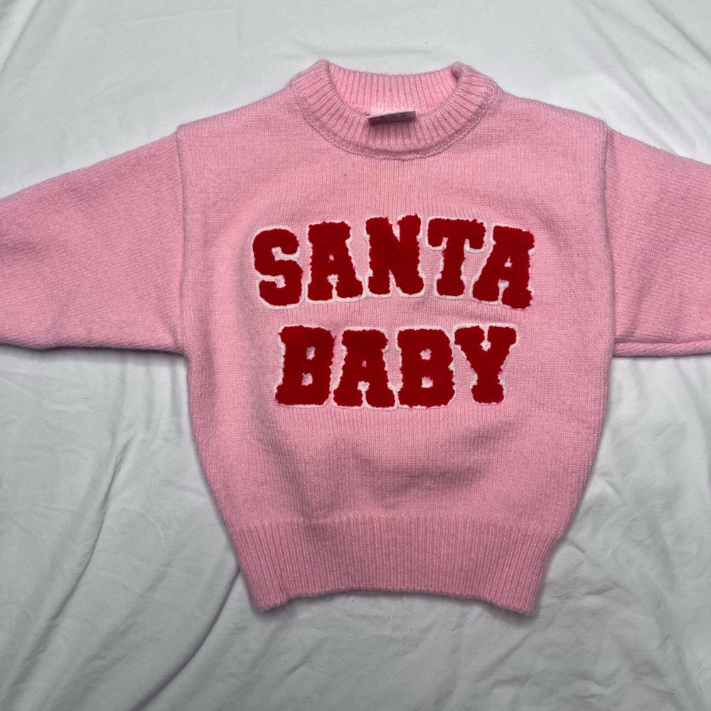 Pink 'Santa Baby' Baby Sweater